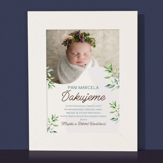Fotografia A Podpis: Poďakovanie Pre Pôrodnú Asistentku - Rámček Na Fotografiu (Vertikálne)