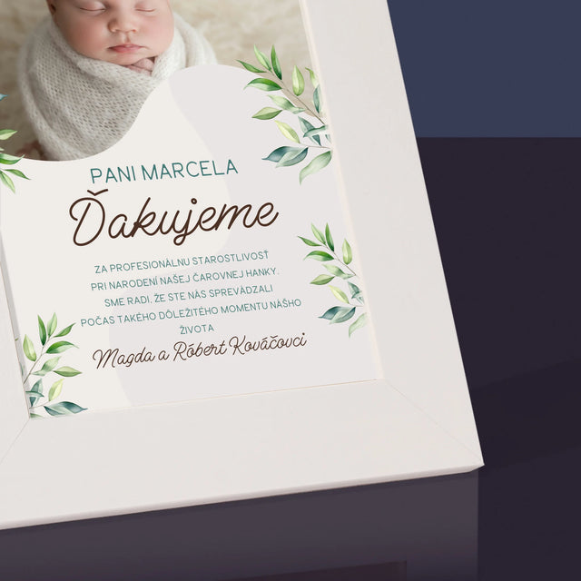 Fotografia A Podpis: Poďakovanie Pre Pôrodnú Asistentku - Rámček Na Fotografiu (Vertikálne)