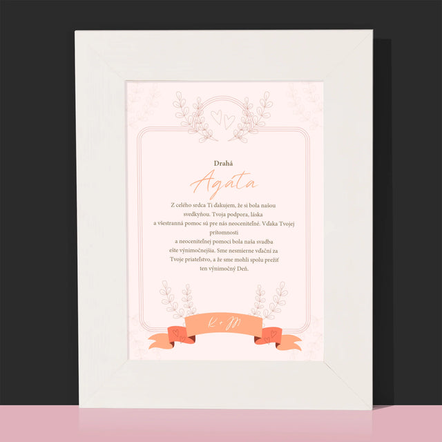 Meno A Podpis: Poďakovanie Pre Svedkyňu - Rámček Na Fotografiu (Vertikálne)
