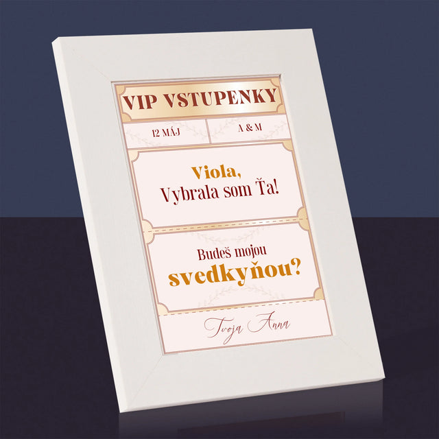 Meno A Podpis: Vip Vstupenky Svedkyňa - Rámček Na Fotografiu (Vertikálne)