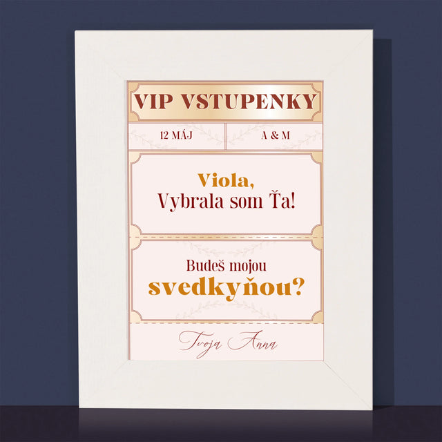 Meno A Podpis: Vip Vstupenky Svedkyňa - Rámček Na Fotografiu (Vertikálne)