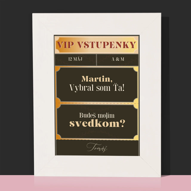 Meno A Podpis: Vip Vstupenky Svedok - Rámček Na Fotografiu (Vertikálne)