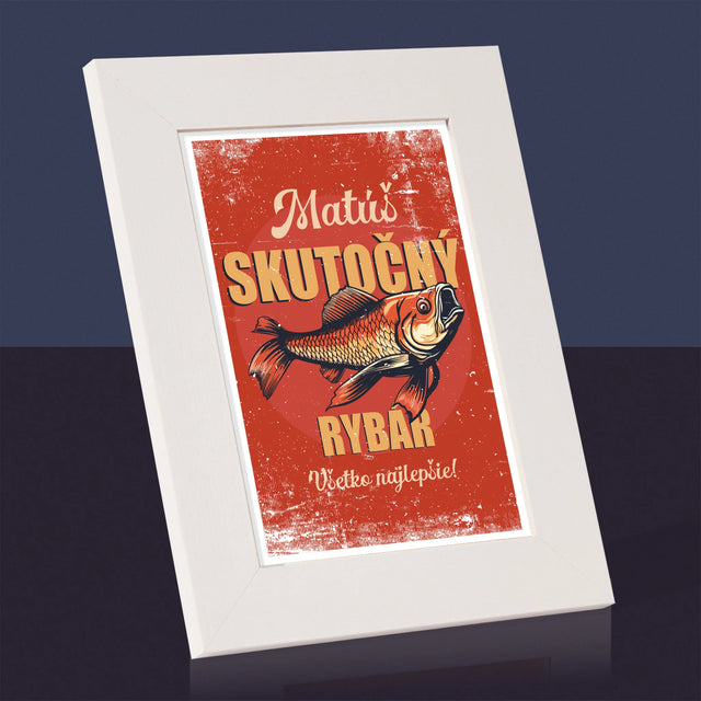 Meno A Podpis: Skutočný Rybár - Rámček Na Fotografiu (Vertikálne)