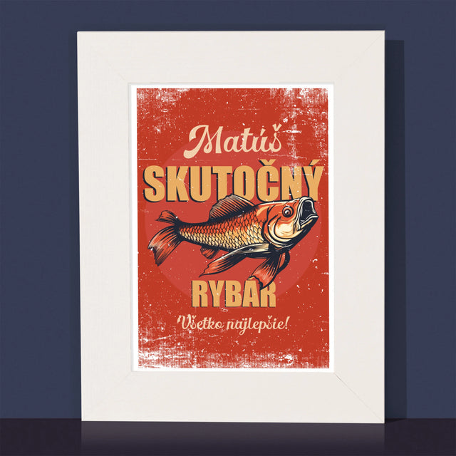 Meno A Podpis: Skutočný Rybár - Rámček Na Fotografiu (Vertikálne)