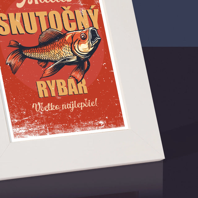 Meno A Podpis: Skutočný Rybár - Rámček Na Fotografiu (Vertikálne)