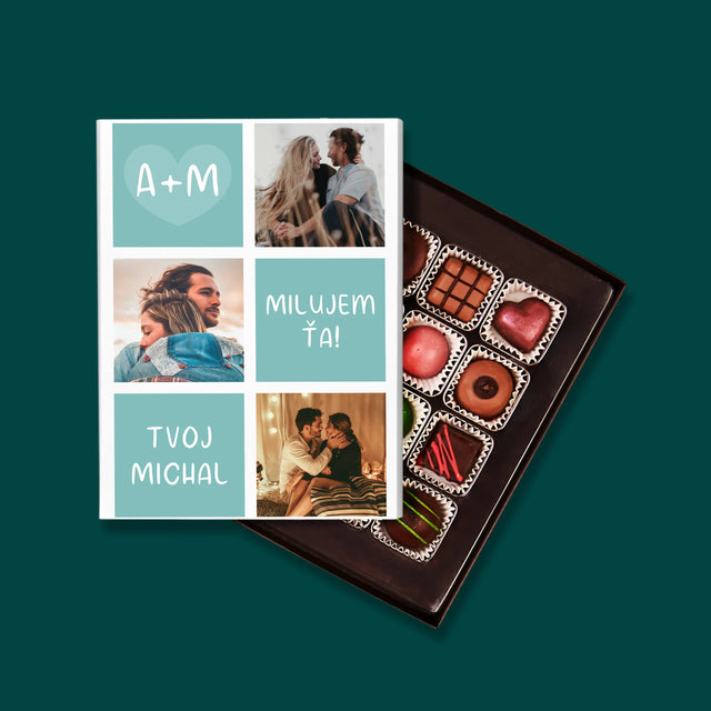 Fotokoláž: Milujem Ťa Iniciály - Pralinky