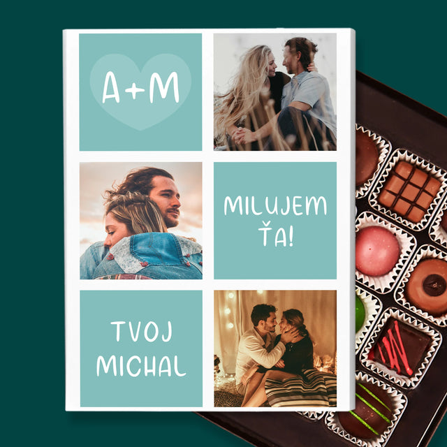 Fotokoláž: Milujem Ťa Iniciály - Pralinky