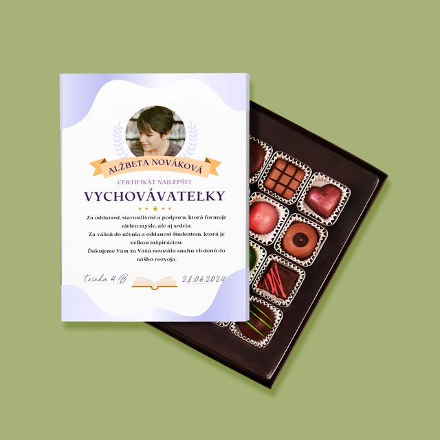 Fotografia A Podpis: Certifikát Najlepšej Vychovávateľky - Pralinky