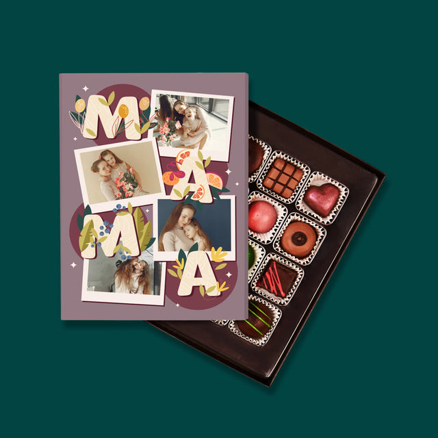 Fotokoláž: Písmená Mama - Pralinky