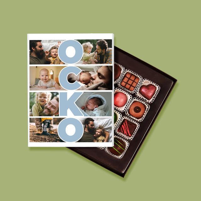 Fotokoláž: Nápis Ocko - Pralinky