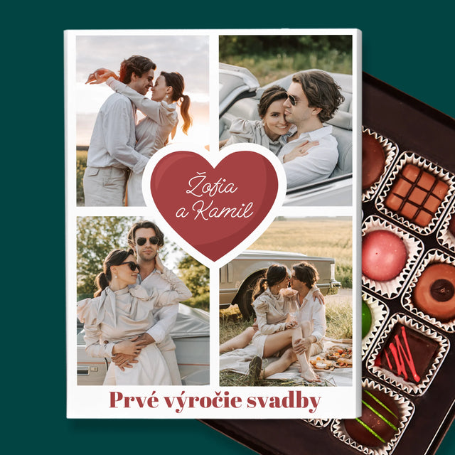 Fotokoláž: Prvé Výročie Srdce - Pralinky