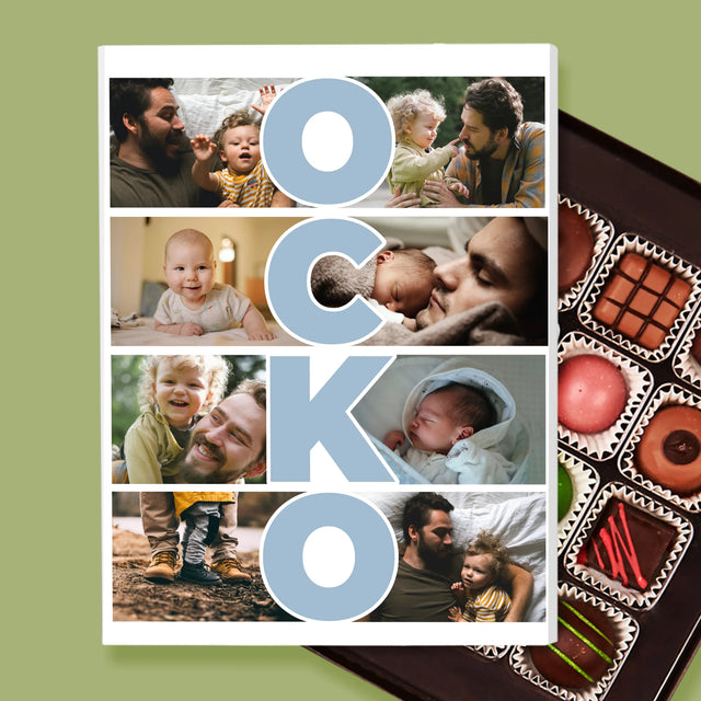 Fotokoláž: Nápis Ocko - Pralinky