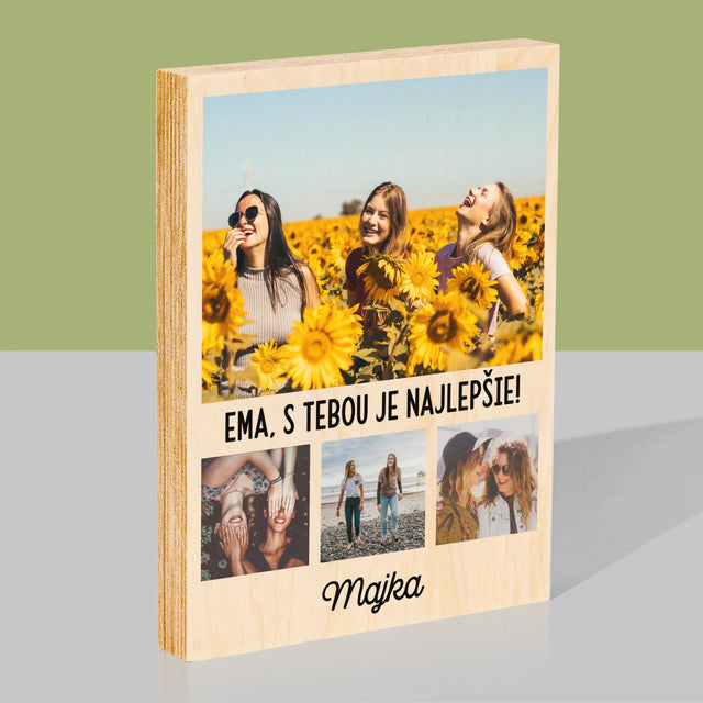Fotokoláž: Najlepšie Kamarátky - Tlač Na Drevo (Vertikálne)
