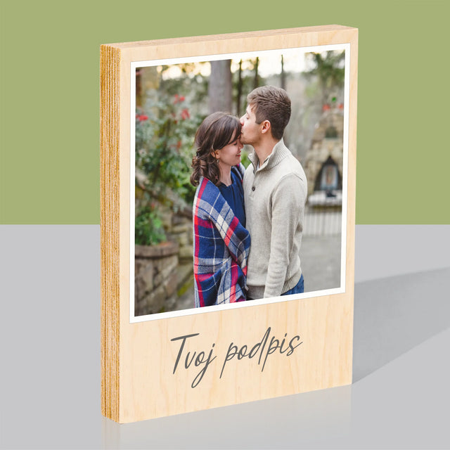 Fotografia A Podpis: Tvoja Fotografia A Podpis - Tlač Na Drevo (Vertikálne)