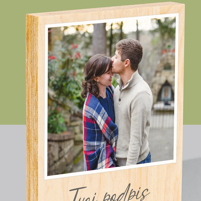 Fotografia A Podpis: Tvoja Fotografia A Podpis - Tlač Na Drevo (Vertikálne)