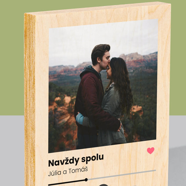 Fotografia A Podpis: Spotify S Tvojou Fotografiou - Tlač Na Drevo (Vertikálne)