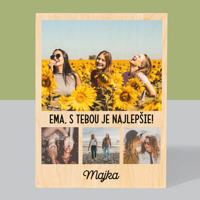 Fotokoláž: Najlepšie Kamarátky - Tlač Na Drevo (Vertikálne)