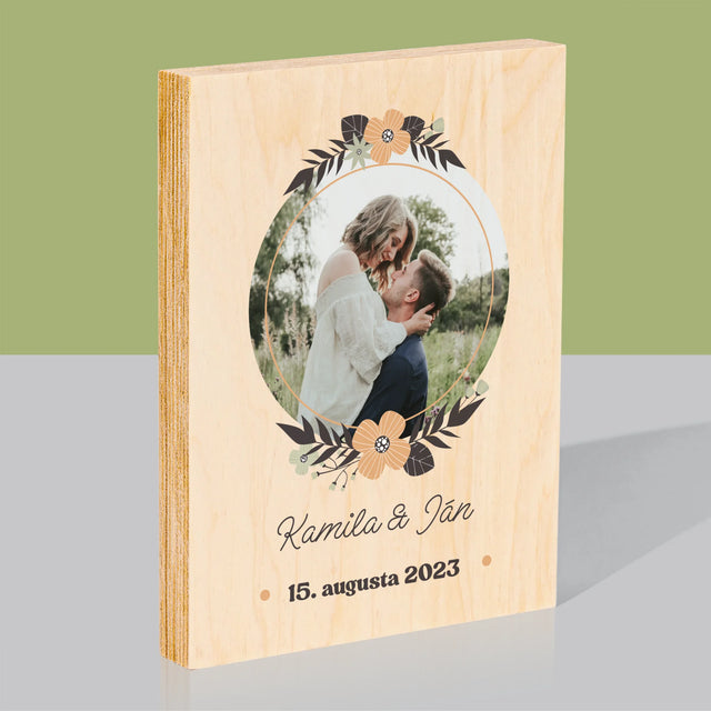 Fotografia A Podpis: Zamilovaní - Tlač Na Drevo (Vertikálne)