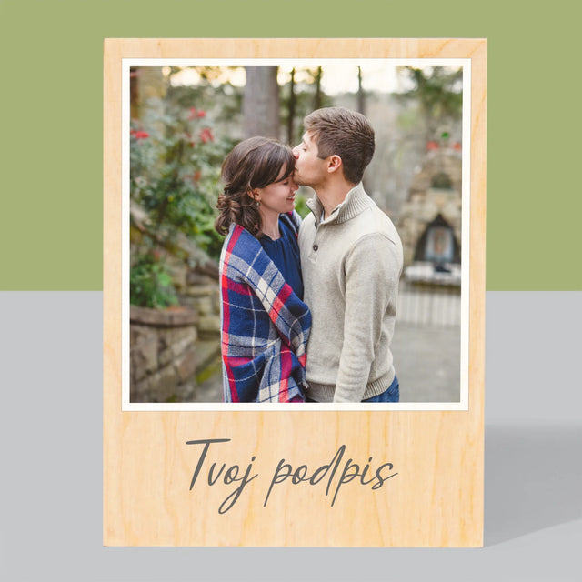 Fotografia A Podpis: Tvoja Fotografia A Podpis - Tlač Na Drevo (Vertikálne)