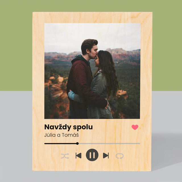 Fotografia A Podpis: Spotify S Tvojou Fotografiou - Tlač Na Drevo (Vertikálne)