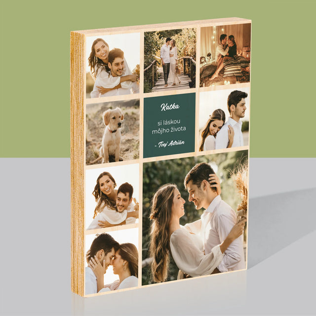 Fotokoláž: Milostná Koláž - Tlač Na Drevo (Vertikálne)