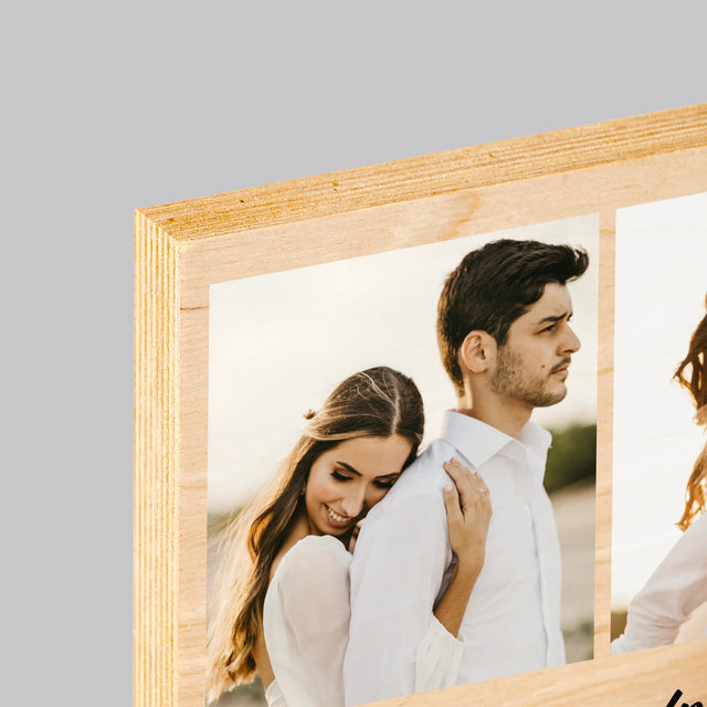 Fotokoláž: 4 Fotografie A Podpis - Tlač Na Drevo (Vertikálne)