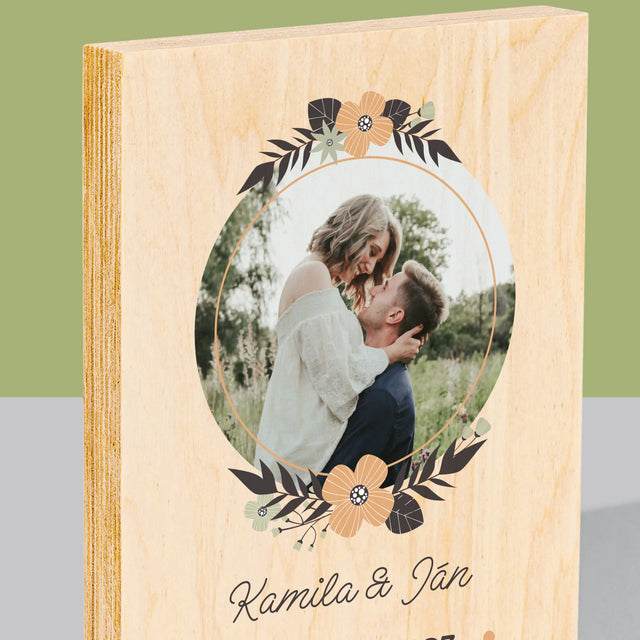 Fotografia A Podpis: Zamilovaní - Tlač Na Drevo (Vertikálne)