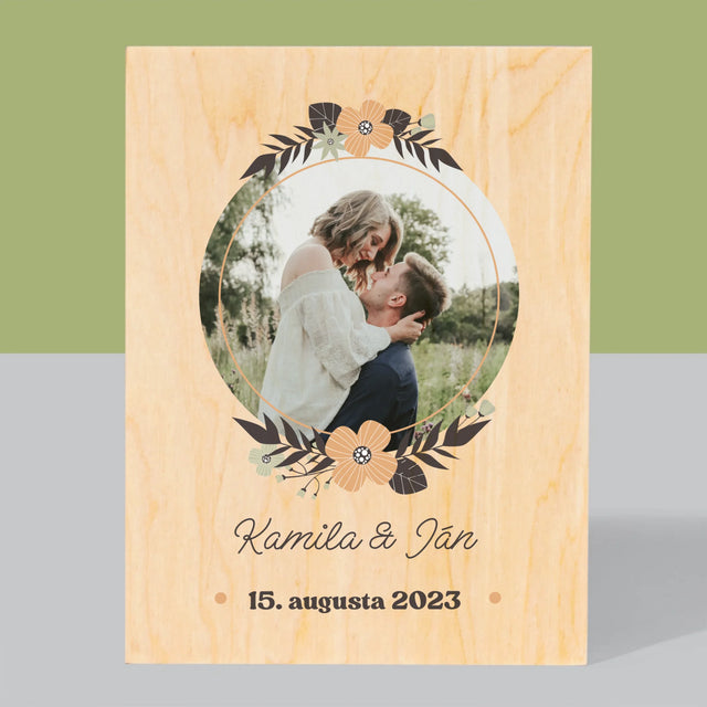 Fotografia A Podpis: Zamilovaní - Tlač Na Drevo (Vertikálne)