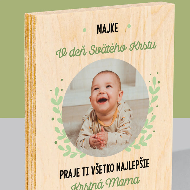 Fotografia A Podpis: Pri Príležitosti Svätého Krstu - Tlač Na Drevo (Vertikálne)