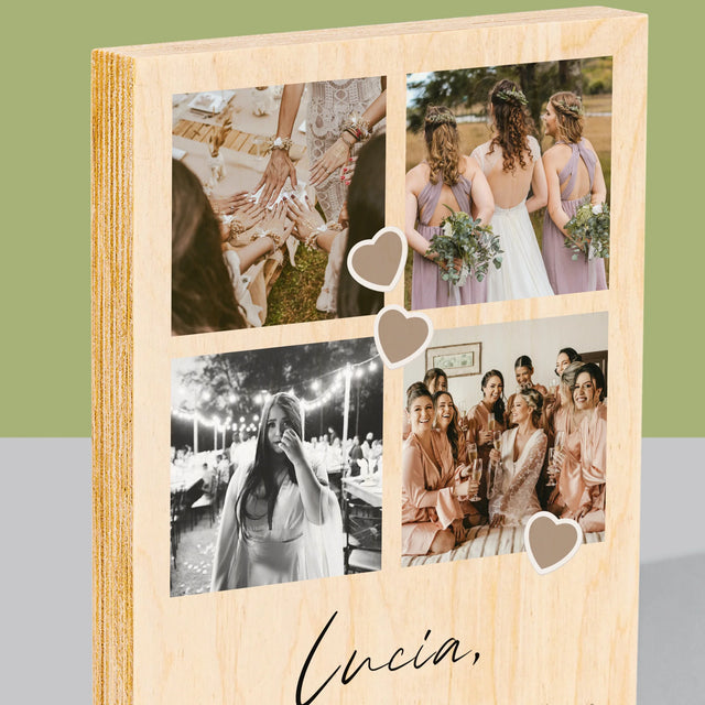 Fotokoláž: Ďakujem Koláž Z Fotiek Pre Svedkyňu - Tlač Na Drevo (Vertikálne)