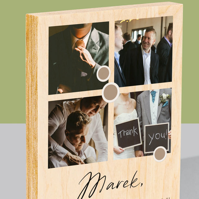 Fotokoláž: Ďakujem Koláž Z Fotiek Pre Svedka - Tlač Na Drevo (Vertikálne)