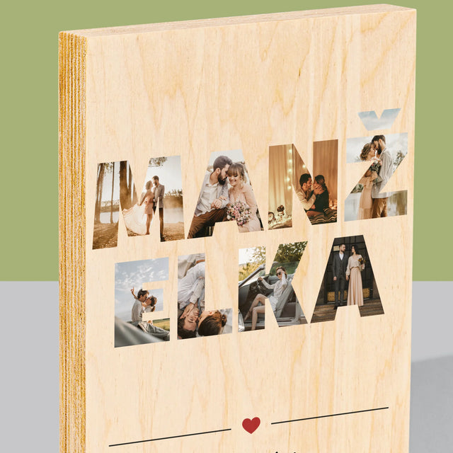 Slovo Z Fotografií: Manželka Z Tvojich Fotografií - Tlač Na Drevo (Vertikálne)
