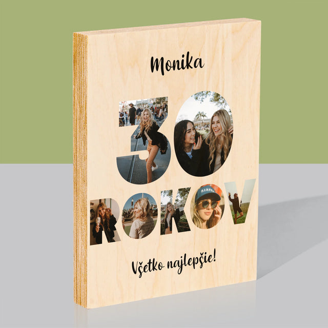 Slovo Z Fotografií: 30 Rokov Z Tvojich Fotografií - Tlač Na Drevo (Vertikálne)