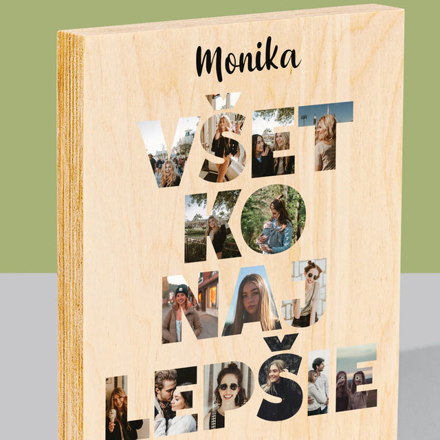 Slovo Z Fotografií: Všetko Najlepšie Z Tvojich Fotografií - Tlač Na Drevo (Vertikálne)