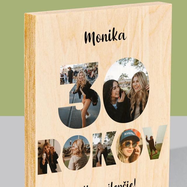 Slovo Z Fotografií: 30 Rokov Z Tvojich Fotografií - Tlač Na Drevo (Vertikálne)