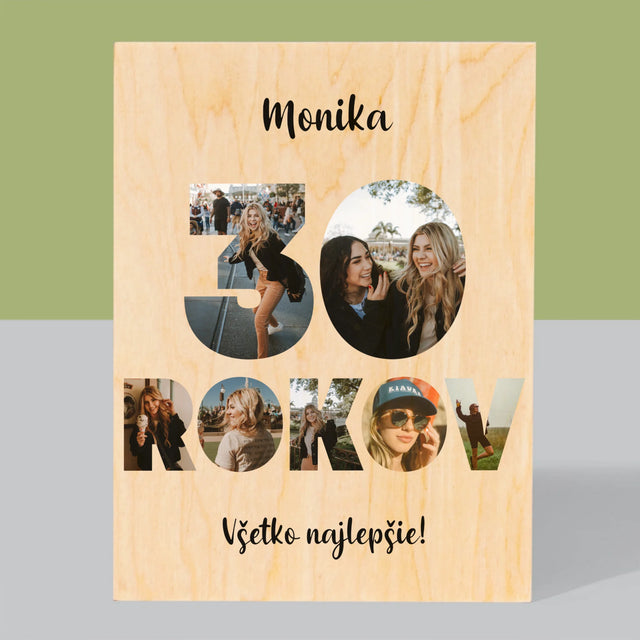 Slovo Z Fotografií: 30 Rokov Z Tvojich Fotografií - Tlač Na Drevo (Vertikálne)