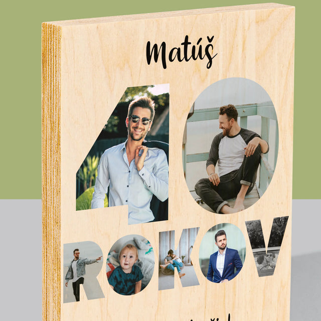 Slovo Z Fotografií: 40 Rokov Z Tvojich Fotografií - Tlač Na Drevo (Vertikálne)