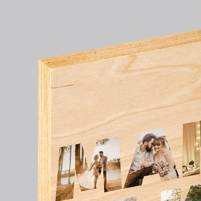 Slovo Z Fotografií: Manželka Z Tvojich Fotografií - Tlač Na Drevo (Vertikálne)
