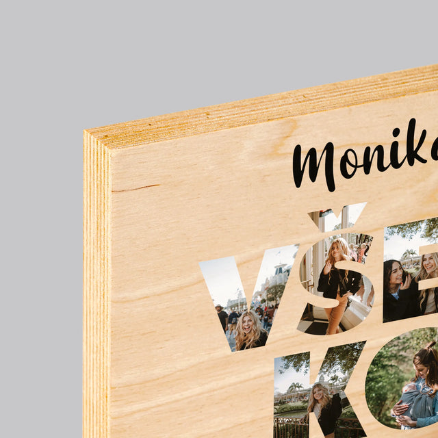 Slovo Z Fotografií: Všetko Najlepšie Z Tvojich Fotografií - Tlač Na Drevo (Vertikálne)