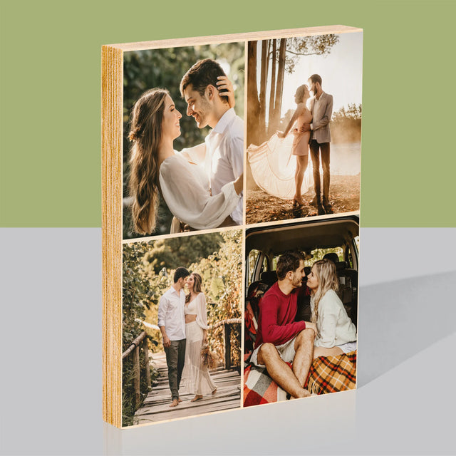 Fotokoláž: 4 Fotografie - Tlač Na Drevo (Vertikálne)