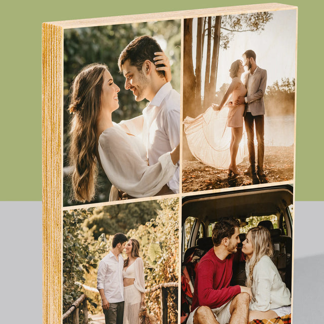 Fotokoláž: 4 Fotografie - Tlač Na Drevo (Vertikálne)