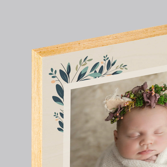 Údaje Narodenia Dieťaťa: Narodenie Dieťaťa Kvety - Tlač Na Drevo (Vertikálne)