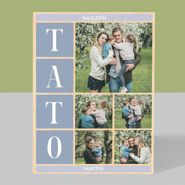 Fotokoláž: Najlepší Tato Koláž - Tlač Na Drevo (Vertikálne)