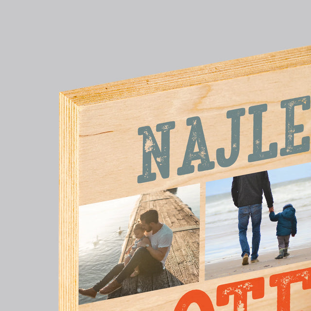 Fotokoláž: Najlepší Otec Na Svete Fotografie - Tlač Na Drevo (Vertikálne)