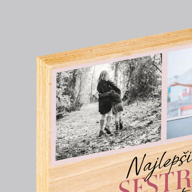 Fotokoláž: Najlepšia Sestra - Tlač Na Drevo (Vertikálne)