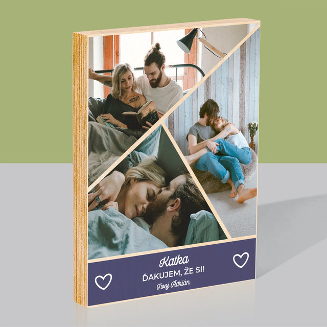 Fotokoláž: Ďakujem, Že Si - Tlač Na Drevo (Vertikálne)