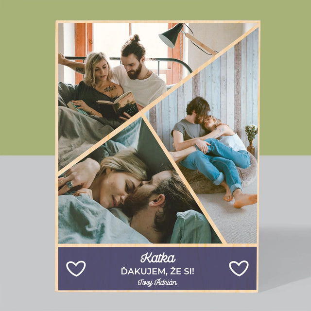 Fotokoláž: Ďakujem, Že Si - Tlač Na Drevo (Vertikálne)