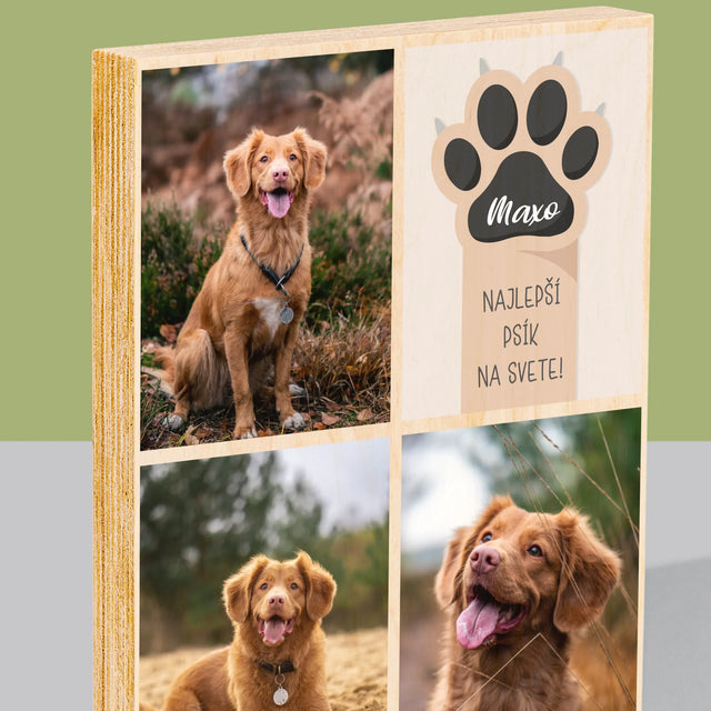 Fotokoláž: Najlepší Pes - Tlač Na Drevo (Vertikálne)