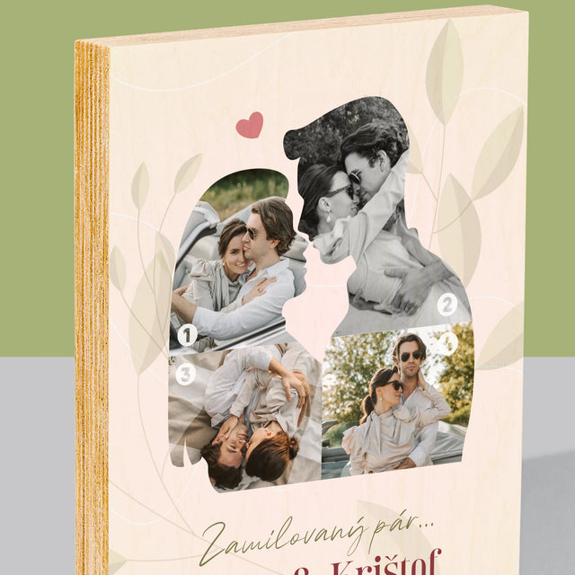 Tvar Z Fotografií: Zamilovaný Pár - Tlač Na Drevo (Vertikálne)