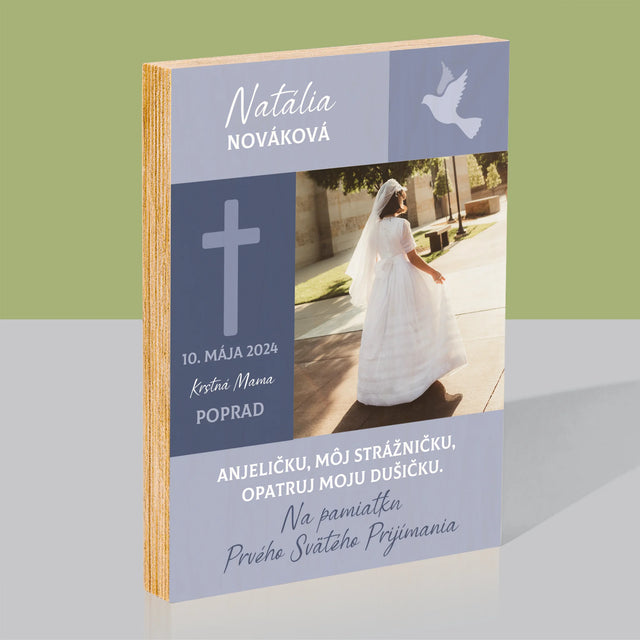 Fotografia A Podpis: Strážny Anjel 1. Sv Príjimanie - Tlač Na Drevo (Vertikálne)